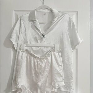 Luxurious White Satin Pajama Set